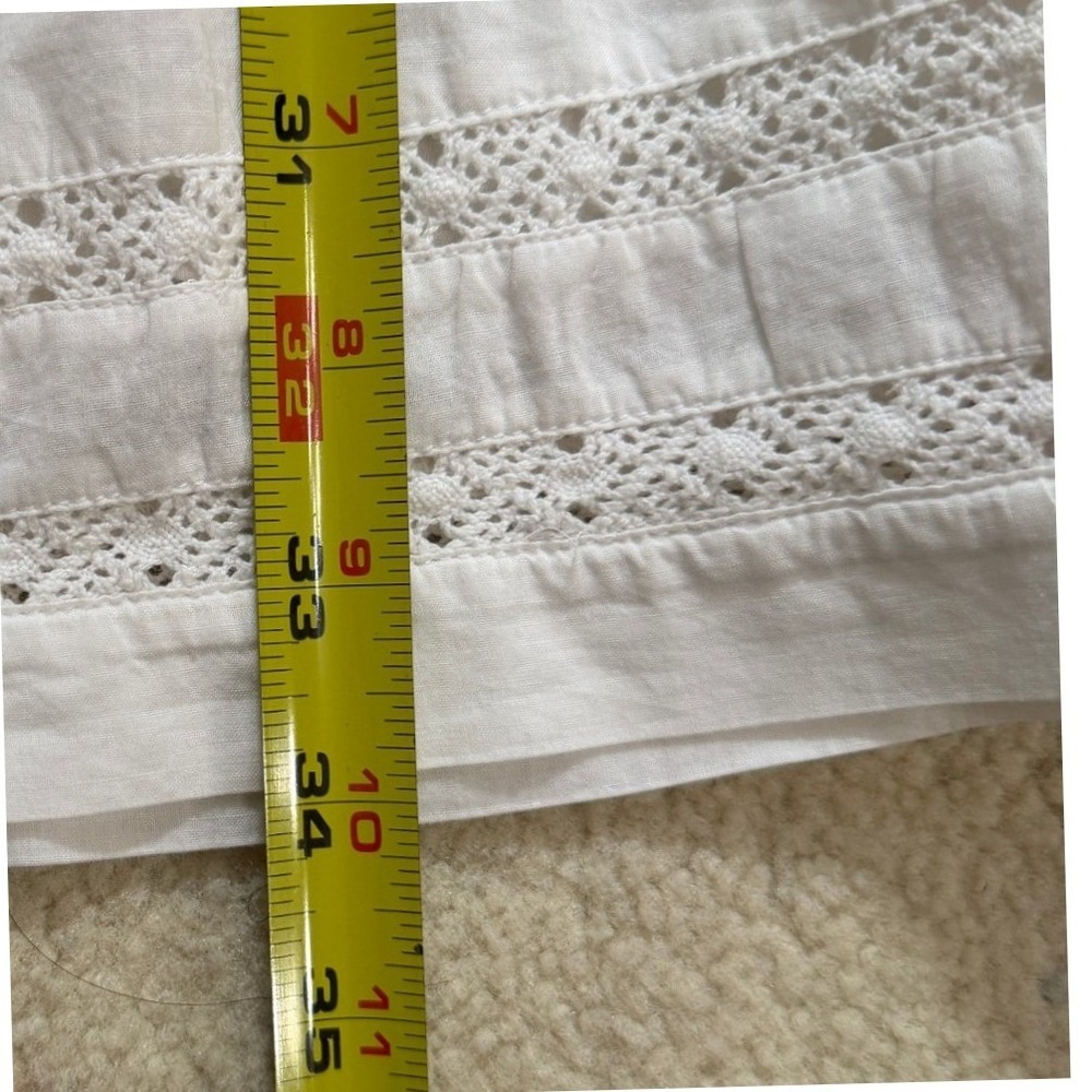J.Crew White Cotton Eyelet Lace V-Neck Mini Dress Long Puff Sleeve XS - Picture 8 of 11
